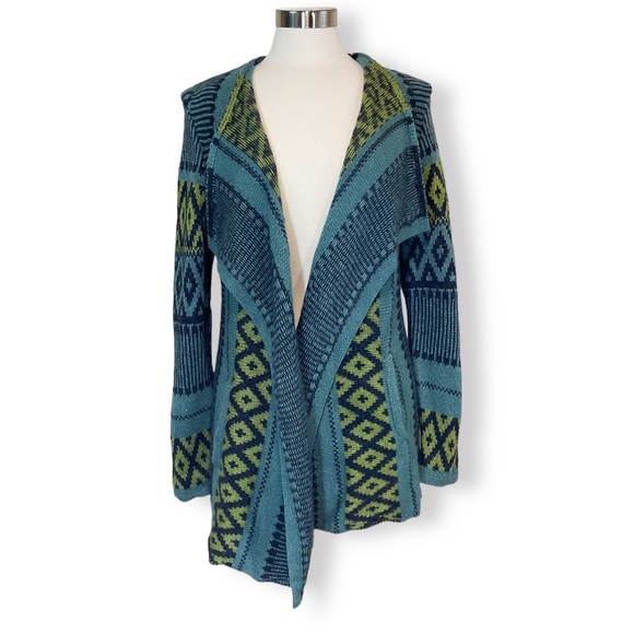 J. Jill Sweaters - J. Jill Alpaca Blend Open Front Tribal Weave Cardigan